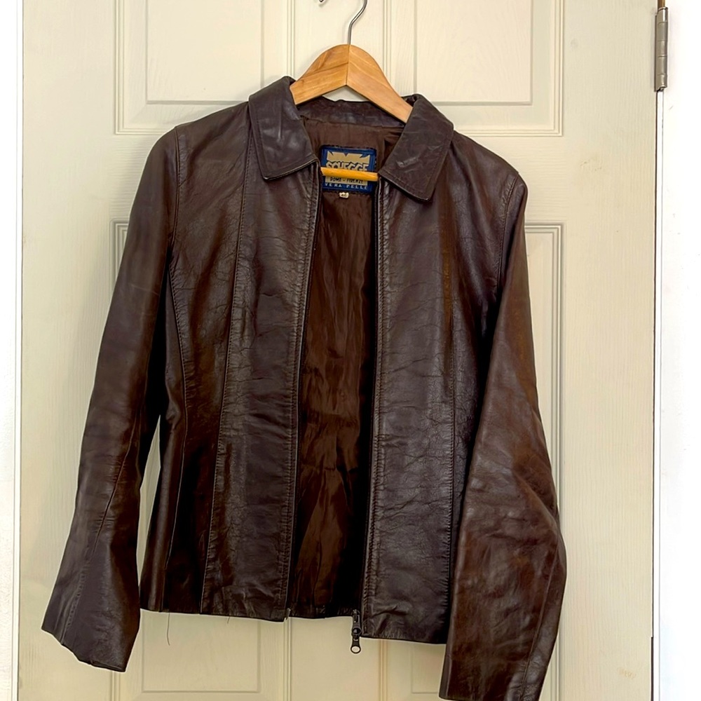 Vintage Genuine Leather Brown Moto jacket
